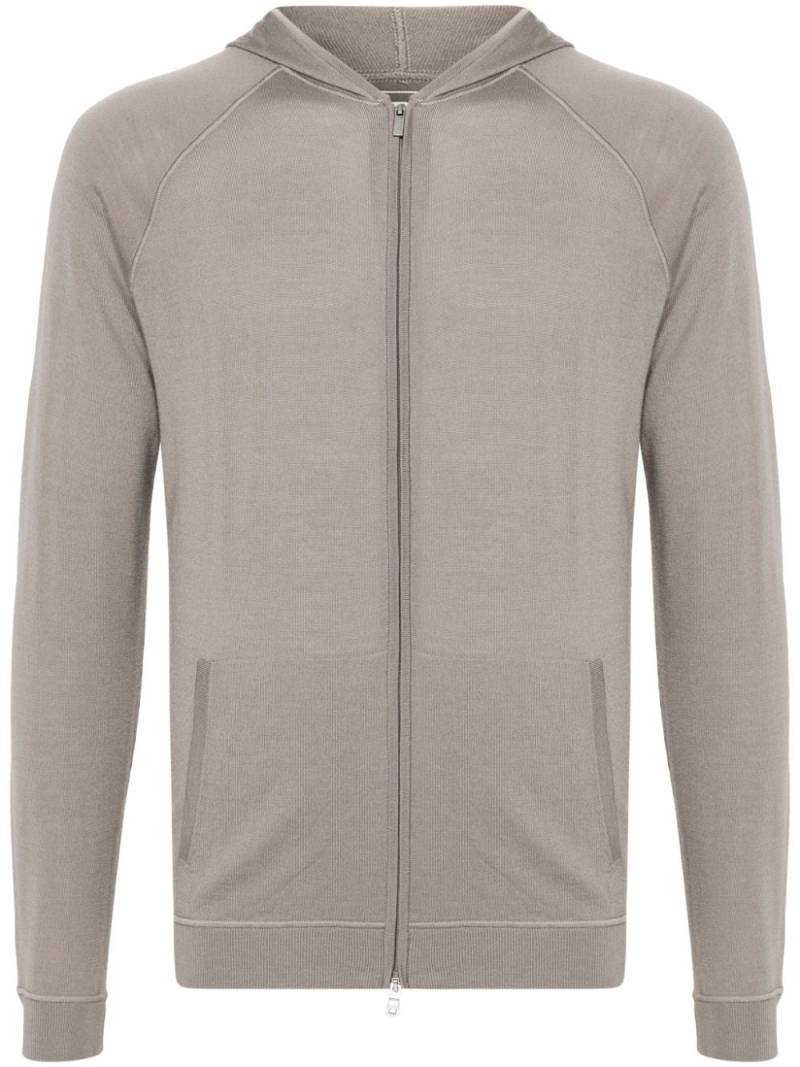 Boggi Milano knitted zipped hoodie - Neutrals von Boggi Milano