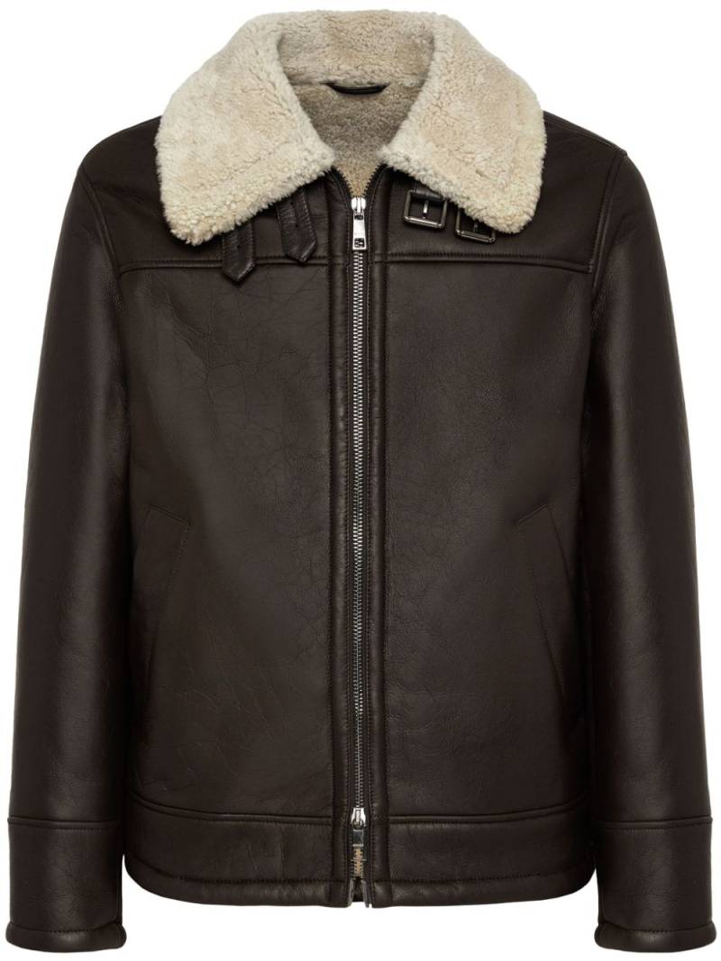 Boggi Milano leather bomber jacket - Brown von Boggi Milano