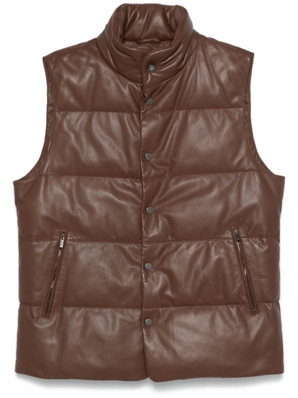 Boggi Milano leather padded gilet - Brown von Boggi Milano