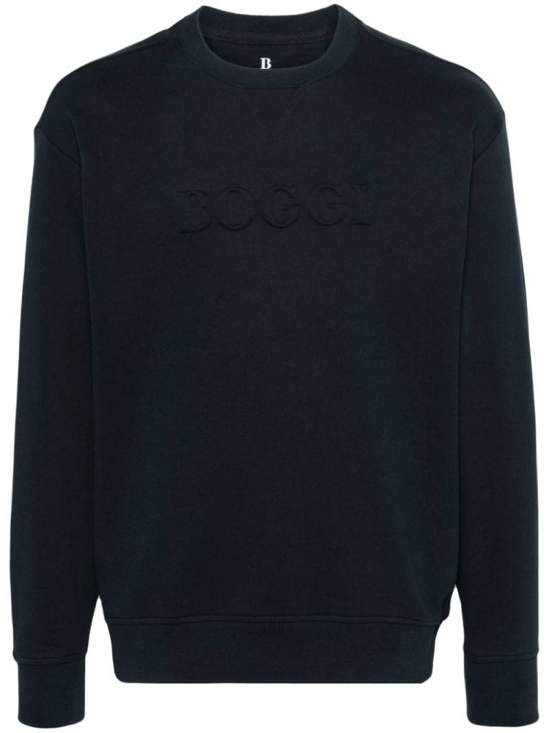 Boggi Milano logo-embossed cotton sweatshirt - Blue von Boggi Milano