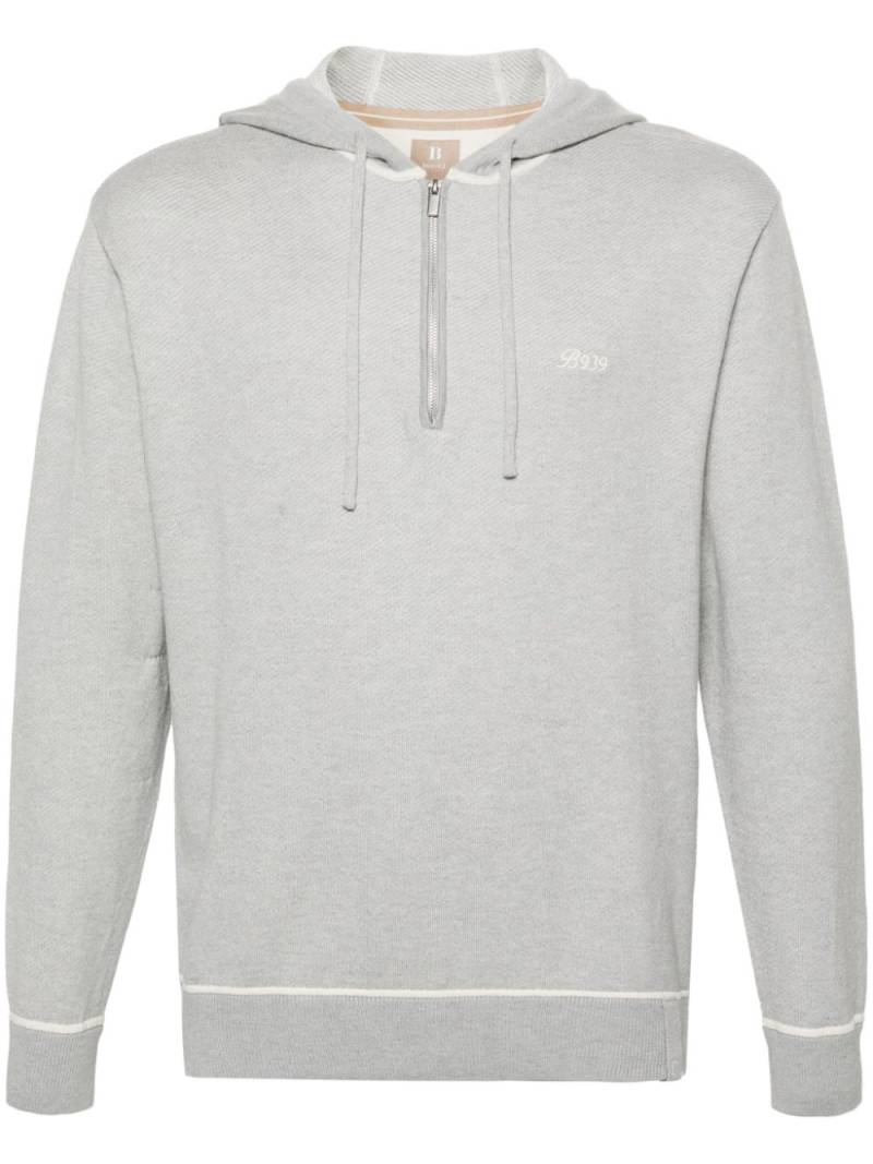 Boggi Milano logo-embroidered knitted hoodie - Grey von Boggi Milano