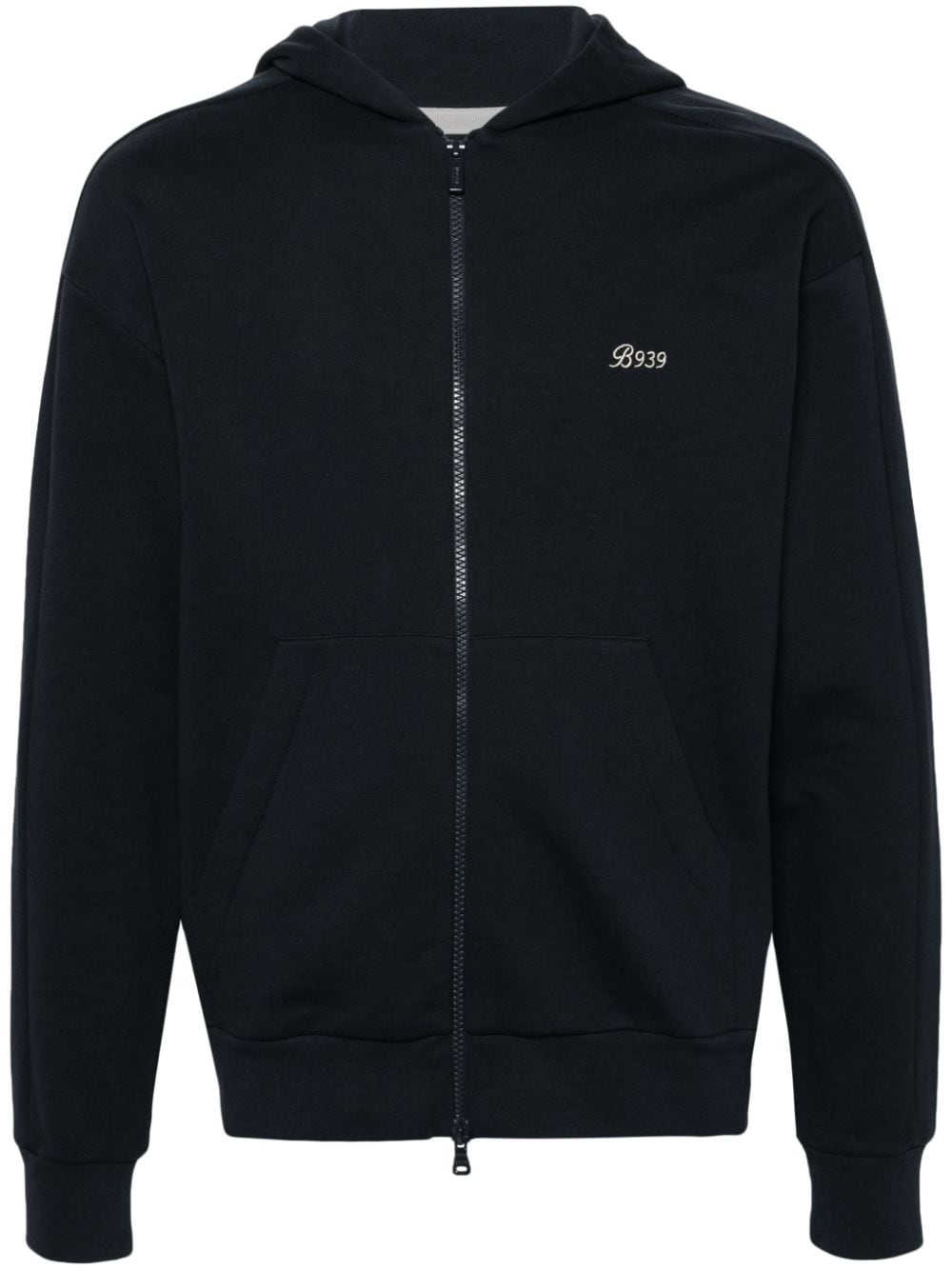 Boggi Milano logo-embroidered zipped hoodie - Blue von Boggi Milano