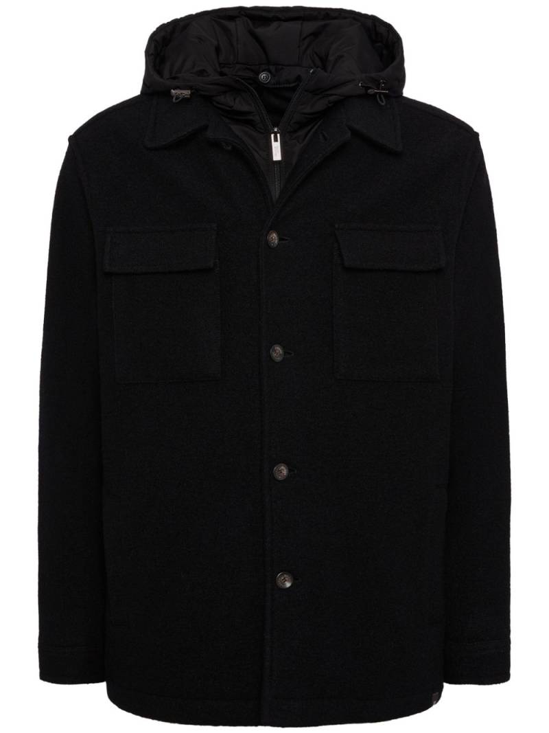 Boggi Milano wool padded shirt jacket - Black von Boggi Milano