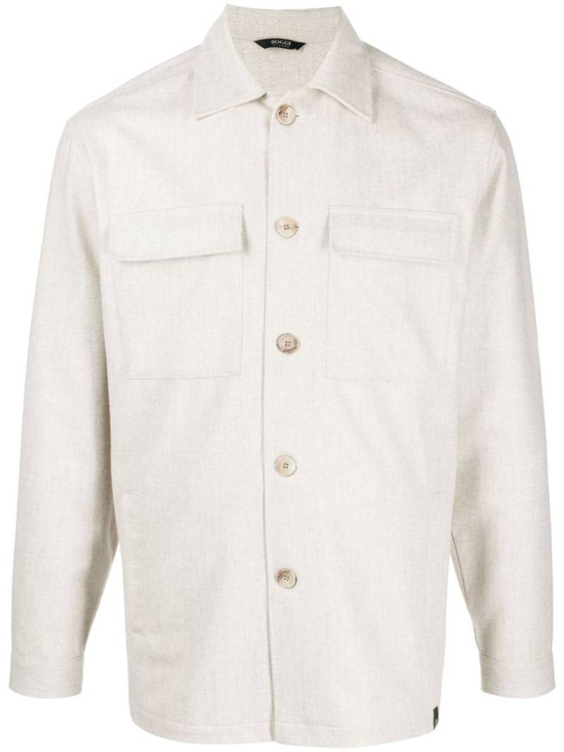 Boggi Milano wool shirt jacket - Neutrals von Boggi Milano