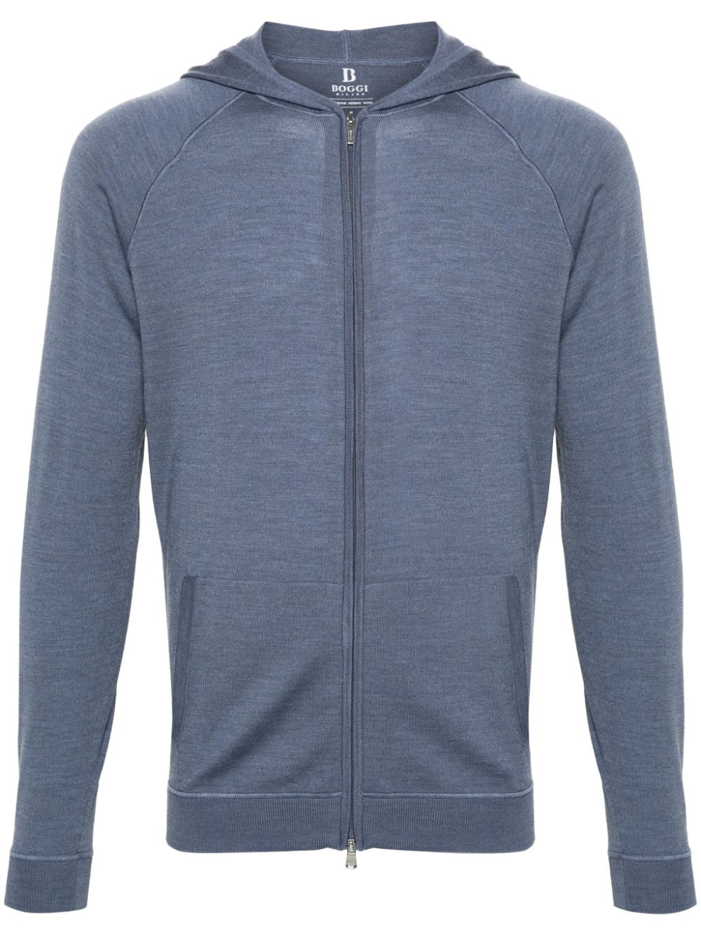 Boggi Milano zip-up knitted hoodie - Blue von Boggi Milano