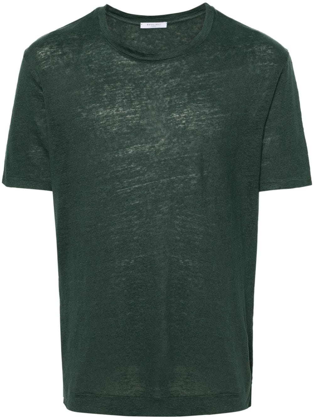 Boglioli crew-neck linen T-shirt - Green von Boglioli