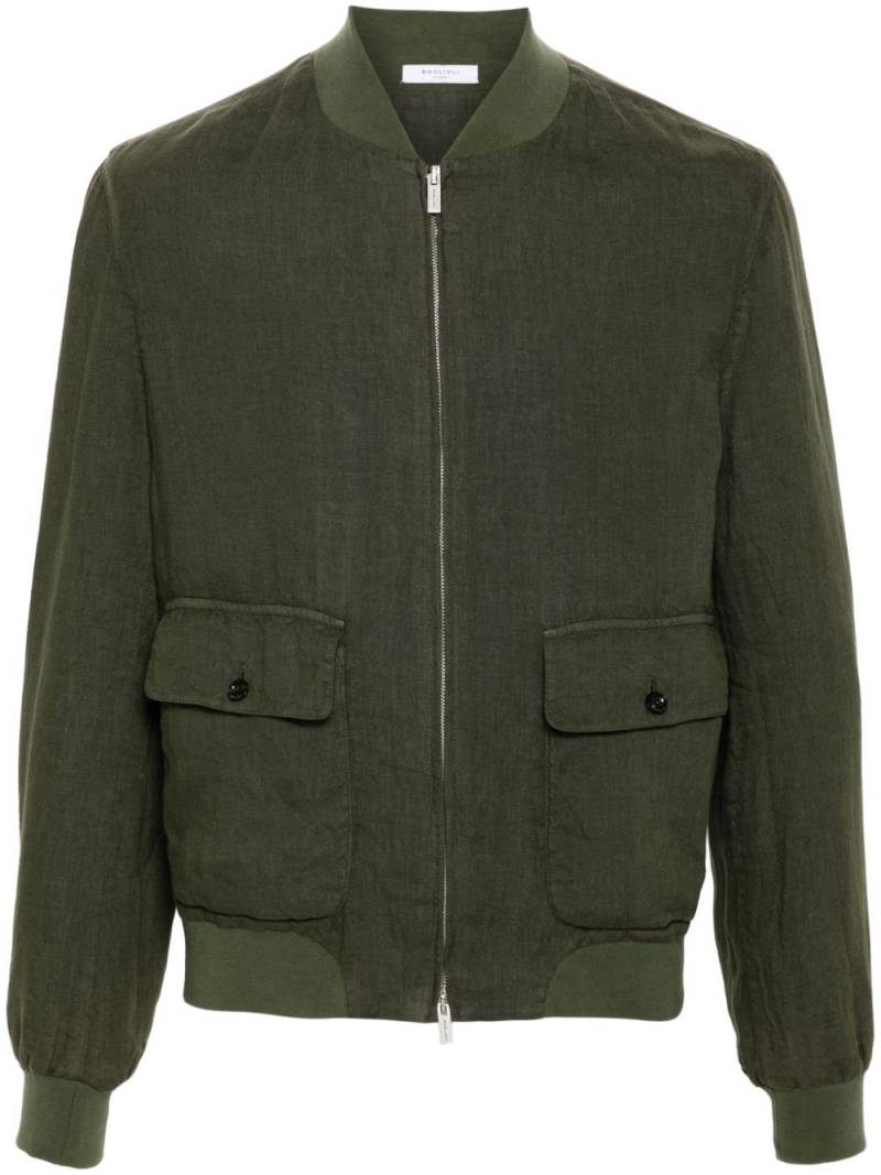 Boglioli linen bomber jacket - Green von Boglioli