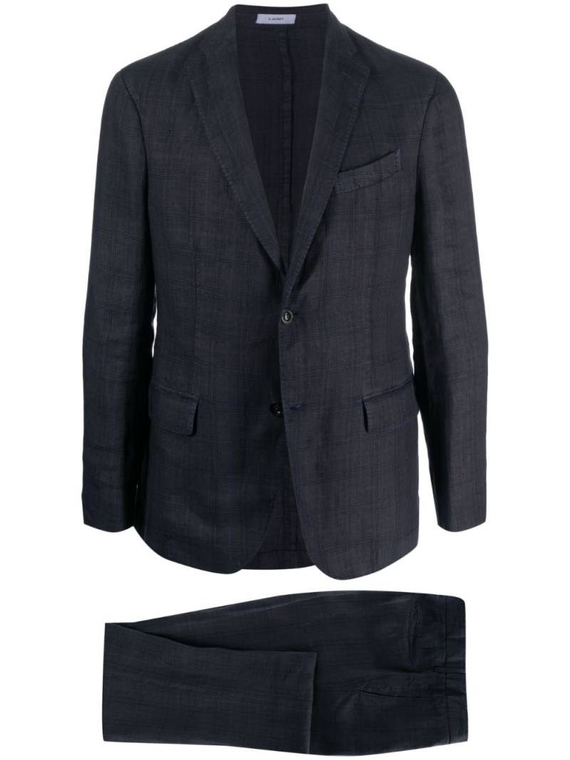 Boglioli single-breasted check-pattern linen suit - Blue von Boglioli