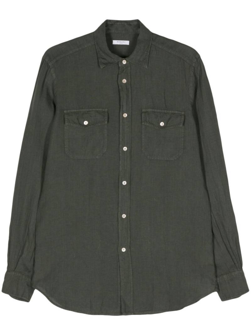 Boglioli slub-texture linen shirt - Green von Boglioli