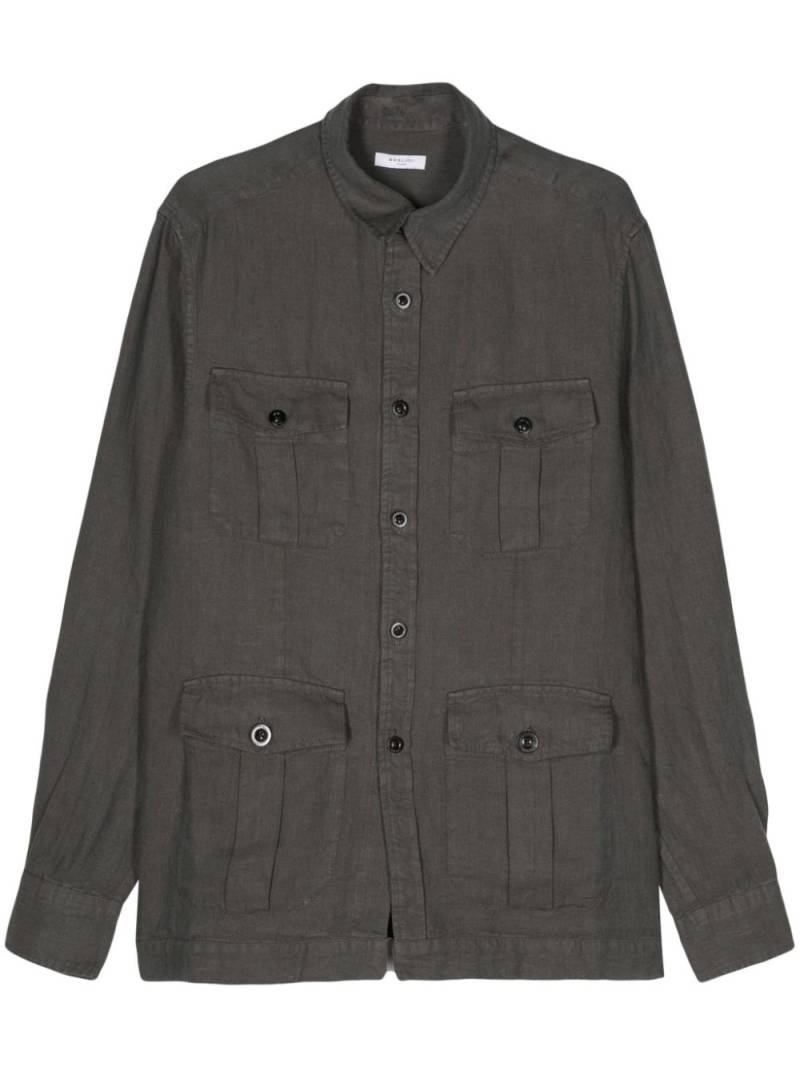 Boglioli tonal stitching linen shirt jacket - Grey von Boglioli