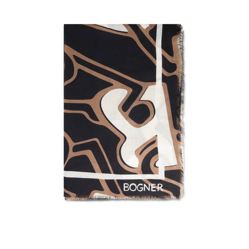 BOGNER Schurwoll-Schal Dua für Damen - Schwarz/Camel/Weiß - one_size von Bogner