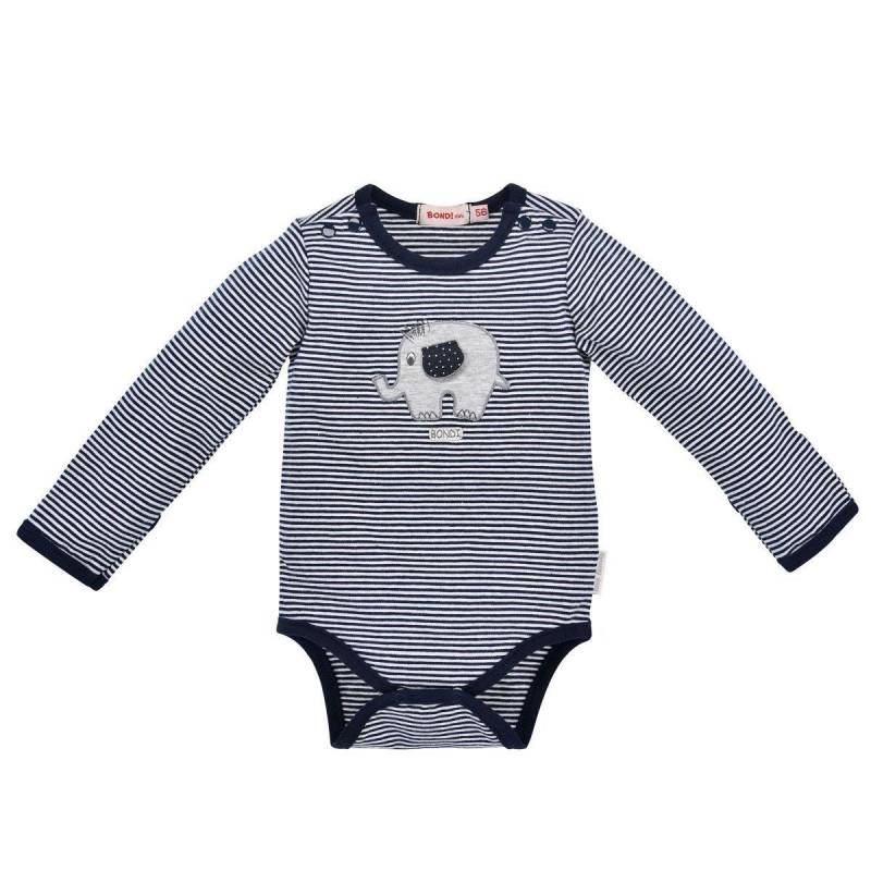 Baby Body Langarm Elefant Navyoffwhite Unisex Blau 50 von Bondi