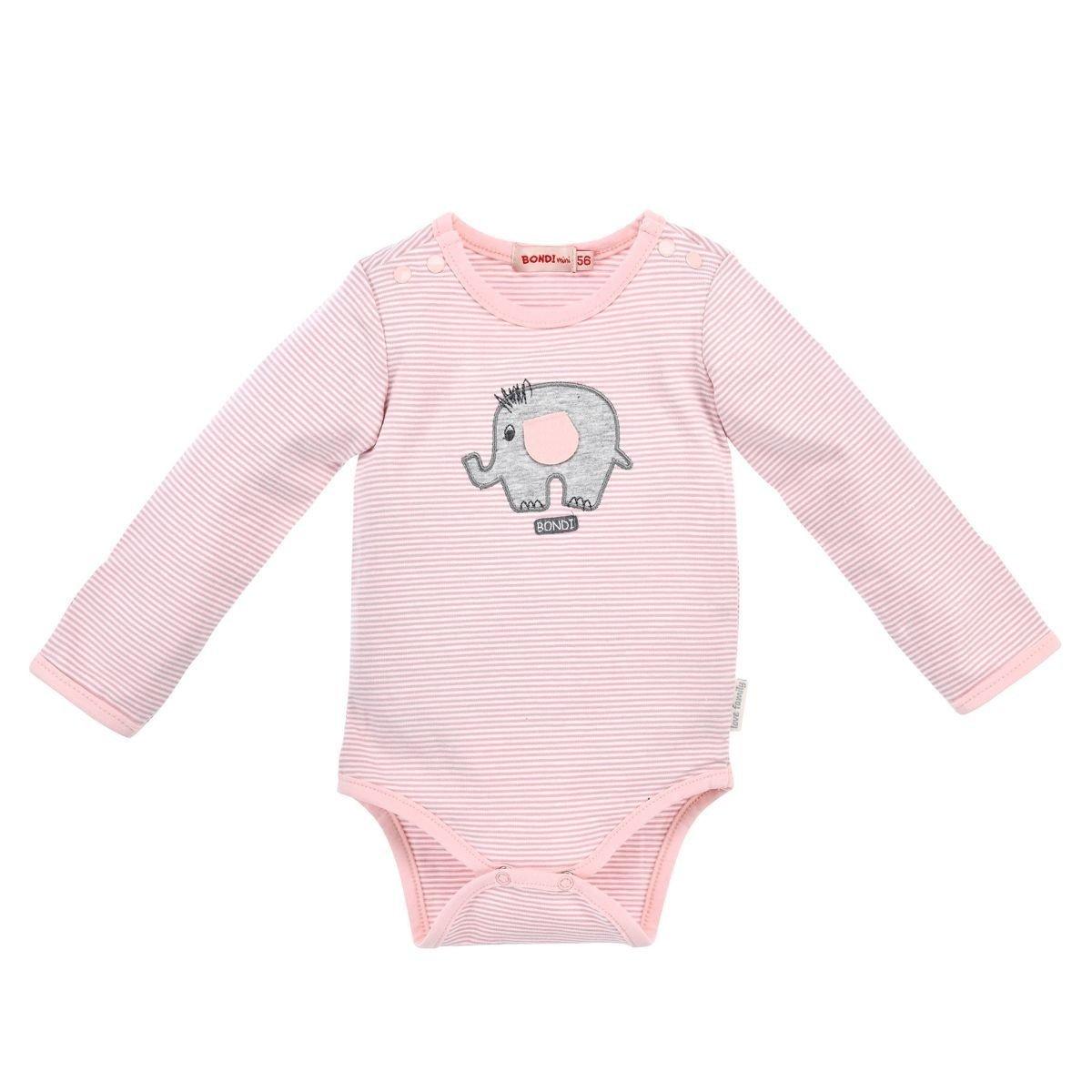 Baby Body Langarm Elefant Roseoffwhite Unisex Rosa 86 von Bondi