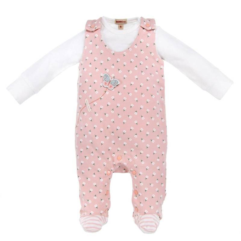 Baby Strampler Blumenallover Unisex Rosa 68 von Bondi