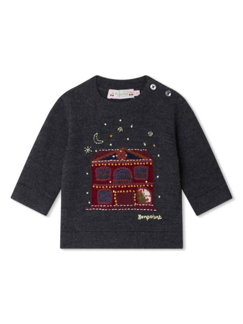 Bonpoint Almire embroidered jumper - Grey von Bonpoint