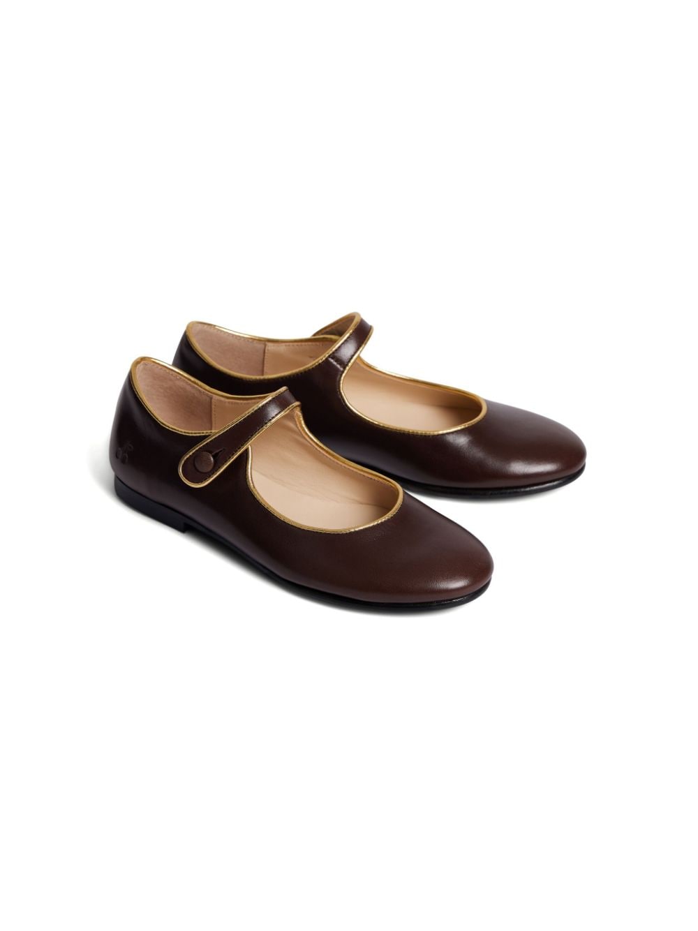 Bonpoint Ella contrasting-trim leather ballerinas - Brown von Bonpoint