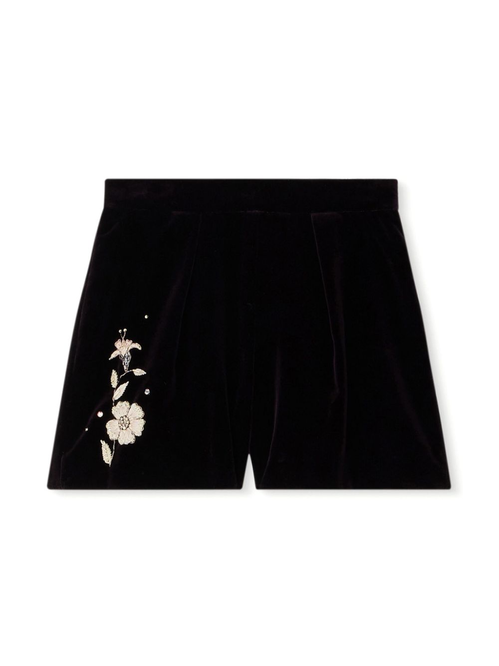 Bonpoint Habille Flash flower-embroidered velvet shorts - Black von Bonpoint