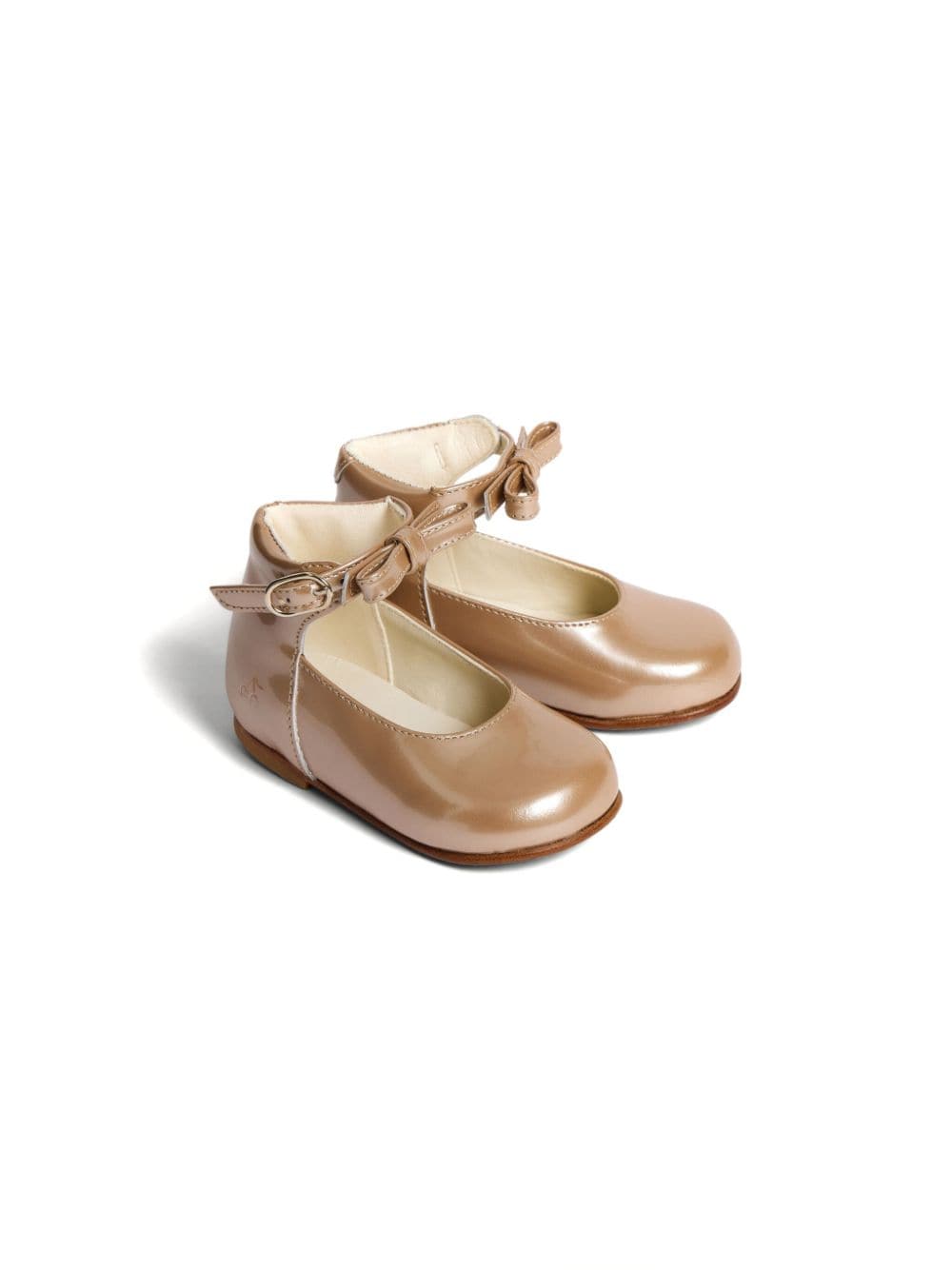 Bonpoint bow-detail leather ballerinas - Gold von Bonpoint