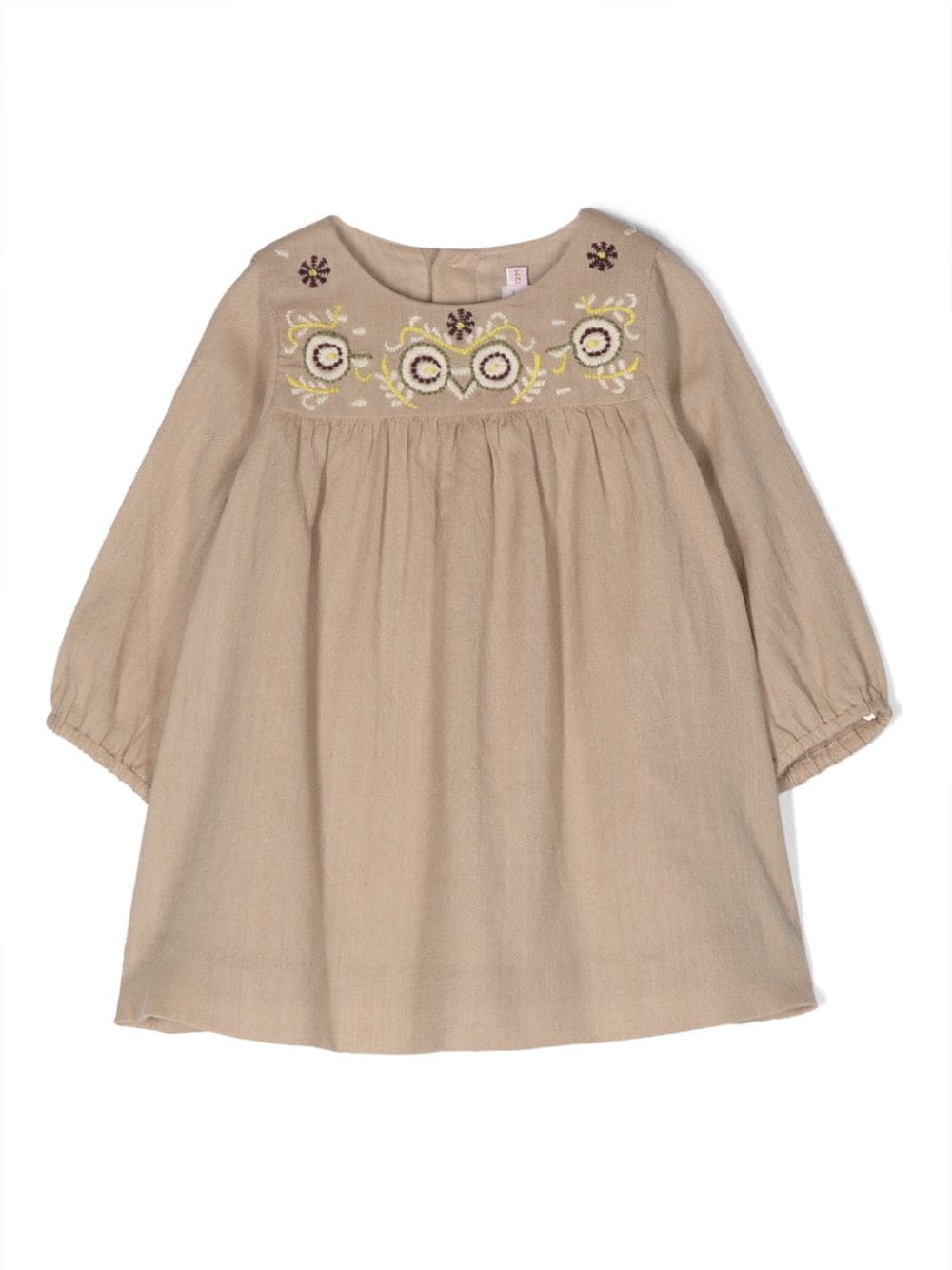 Bonpoint embroidered-detail long-sleeved dress - Neutrals von Bonpoint