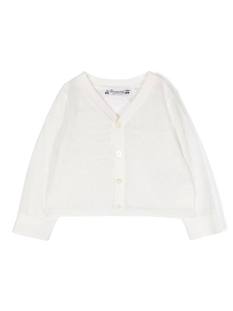 Bonpoint fine-knit V-neck cardigan - White von Bonpoint