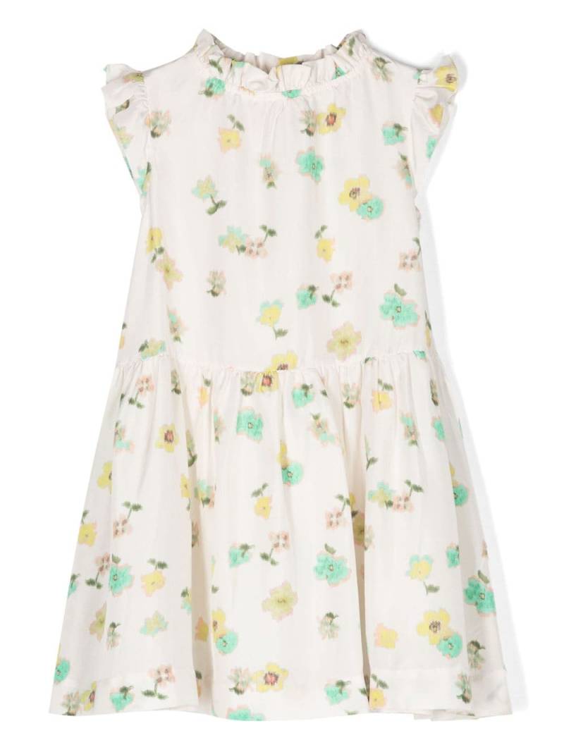 Bonpoint floral-print silk ruffled dress - Neutrals von Bonpoint