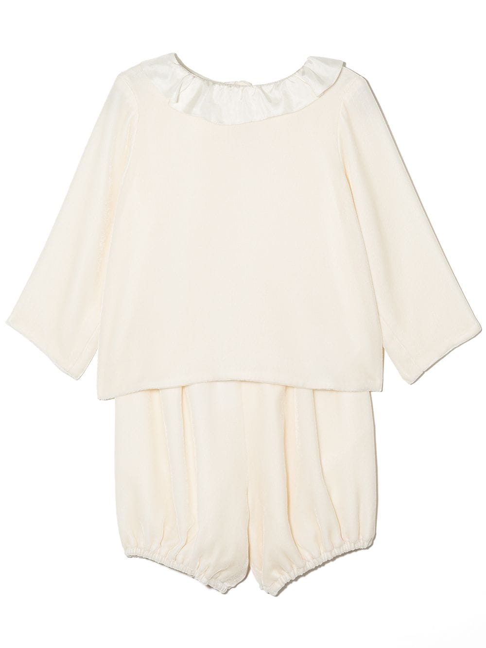 Bonpoint frilled collar velvet set - White von Bonpoint