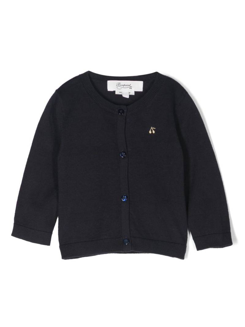 Bonpoint logo-embroidered cotton cardigan - Blue von Bonpoint