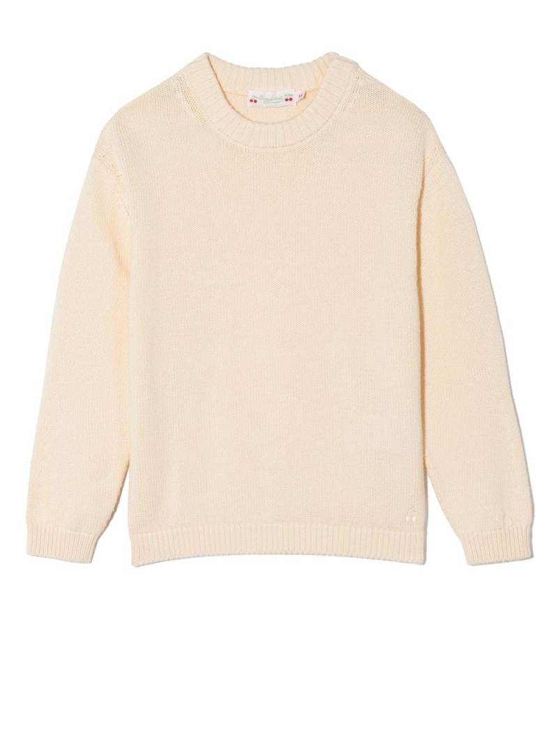 Bonpoint logo-embroidered cotton jumper - Neutrals von Bonpoint