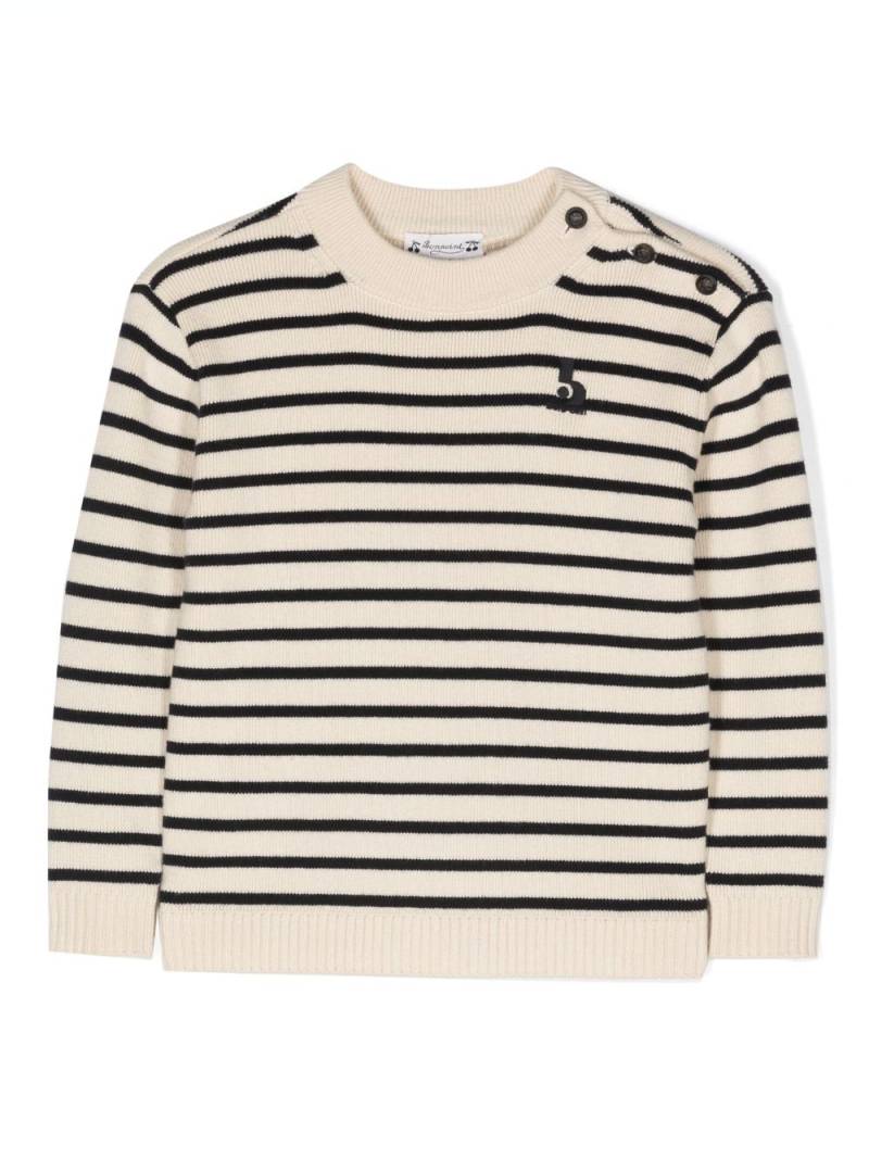 Bonpoint logo-embroidered striped jumper - Neutrals von Bonpoint