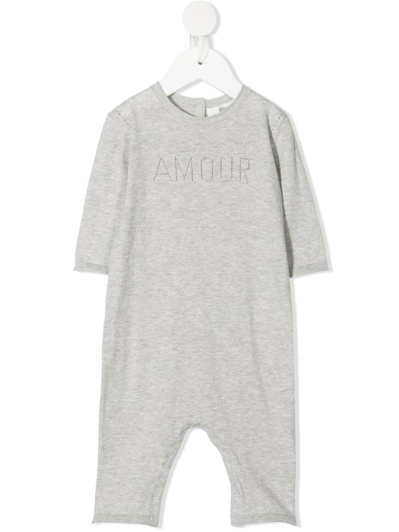 Bonpoint logo-print cotton romper - Grey von Bonpoint