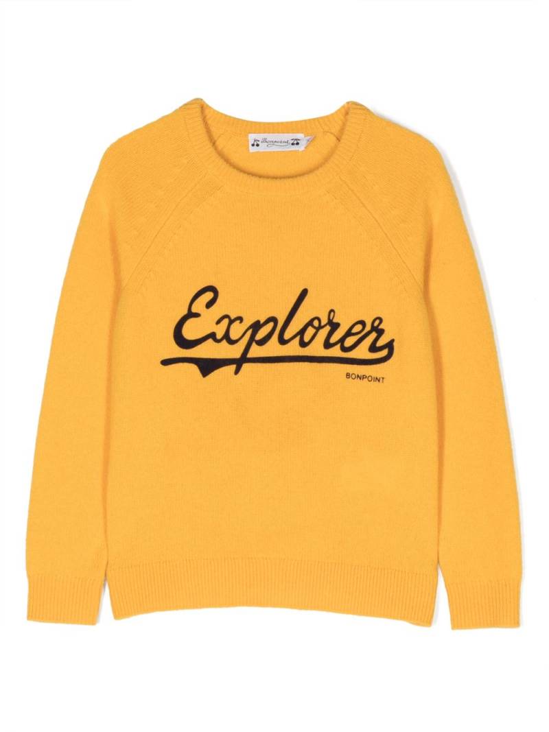 Bonpoint logo-print wool jumper - Orange von Bonpoint