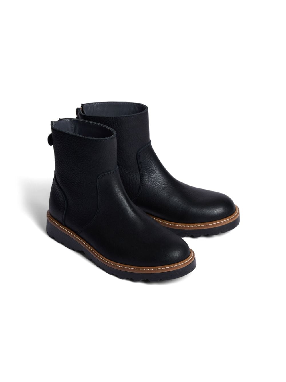 Bonpoint round-toe leather Boots - Black von Bonpoint