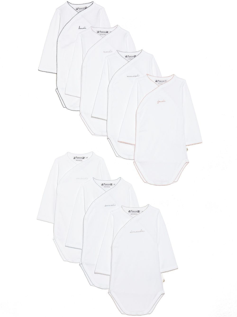 Bonpoint seven-pack embroidered bodysuits - White von Bonpoint