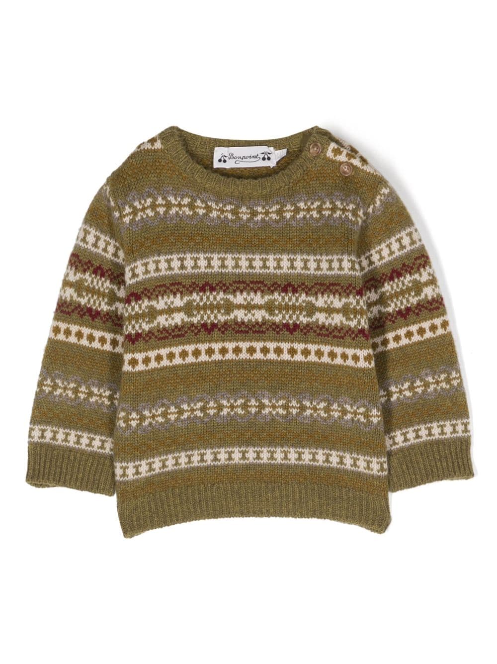 Bonpoint striped crew-neck wool jumper - Green von Bonpoint