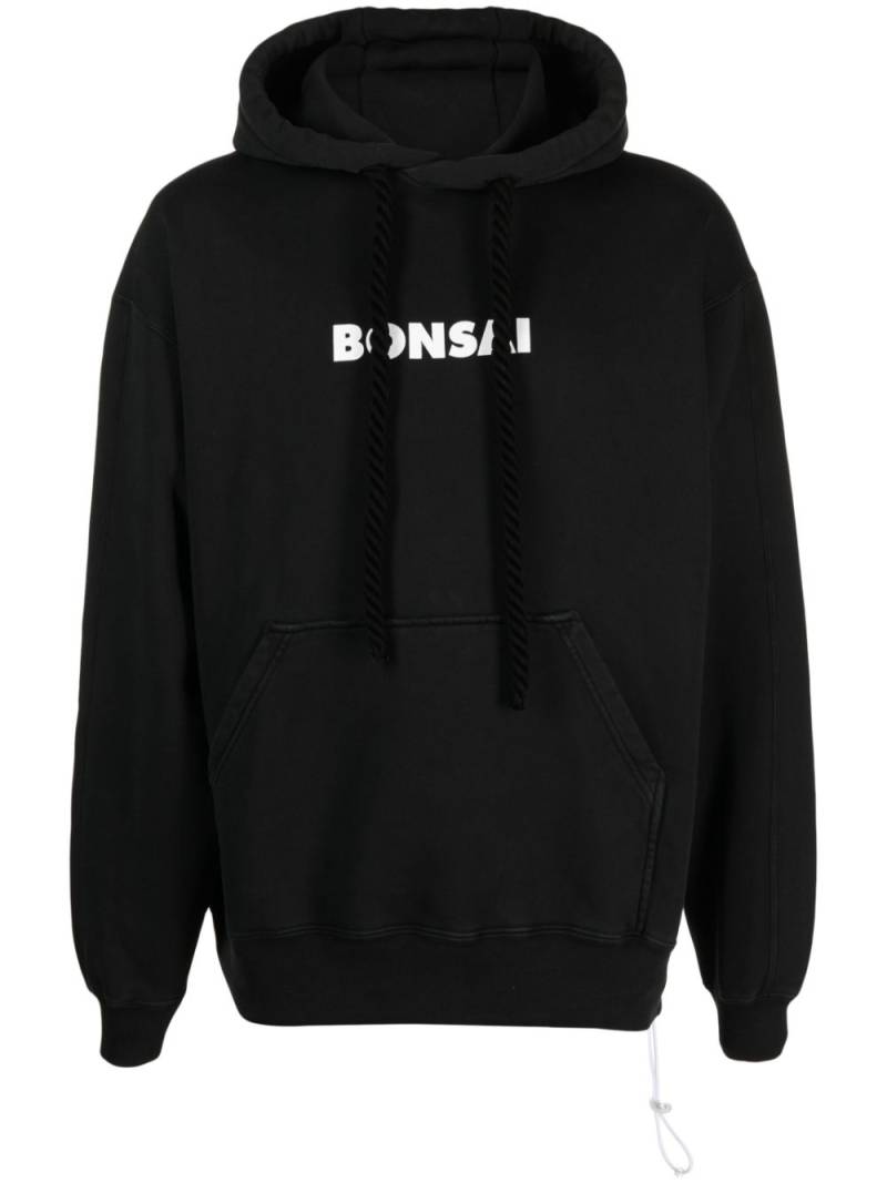 Bonsai logo-print cotton hoodie - Black von Bonsai