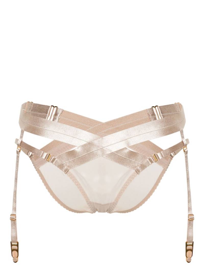 Bordelle Tomoe satin harness brief - Brown von Bordelle