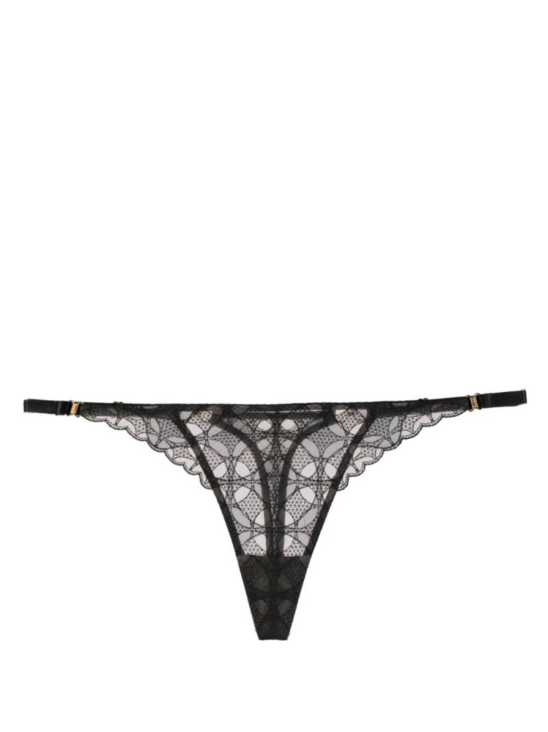 Bordelle lace-embroidered semi-sheer thong - Black von Bordelle