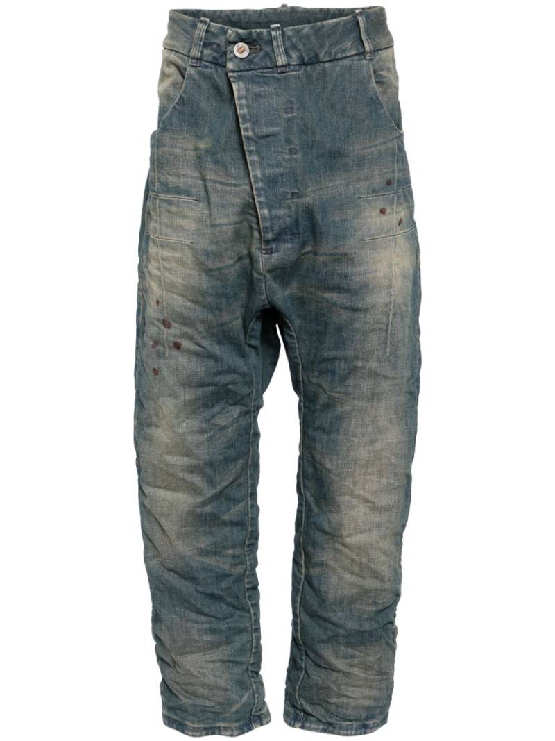 Boris Bidjan Saberi asymmetric drop-crotch jeans - Blue von Boris Bidjan Saberi