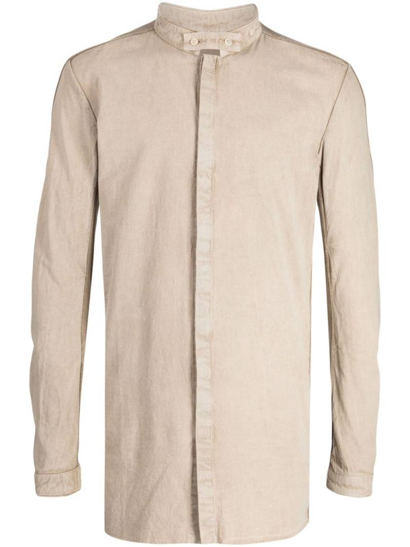 Boris Bidjan Saberi collarless cotton shirt - Neutrals von Boris Bidjan Saberi