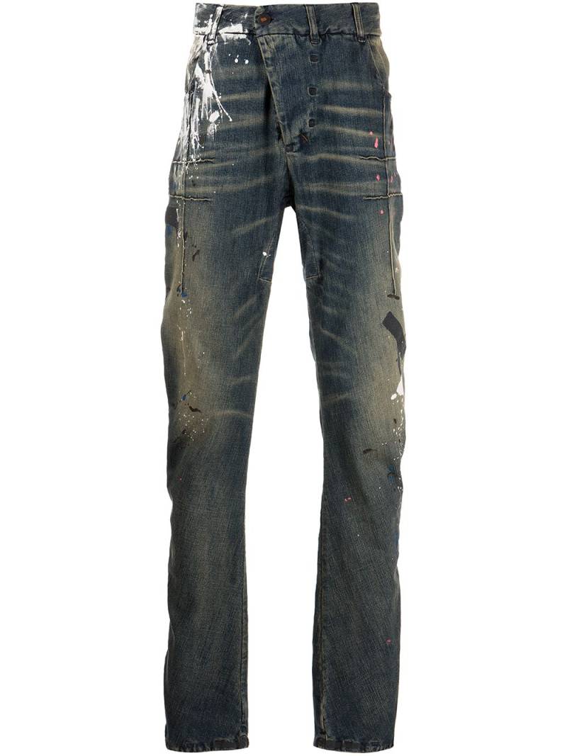 Boris Bidjan Saberi distressed straight-leg jeans - Blue von Boris Bidjan Saberi