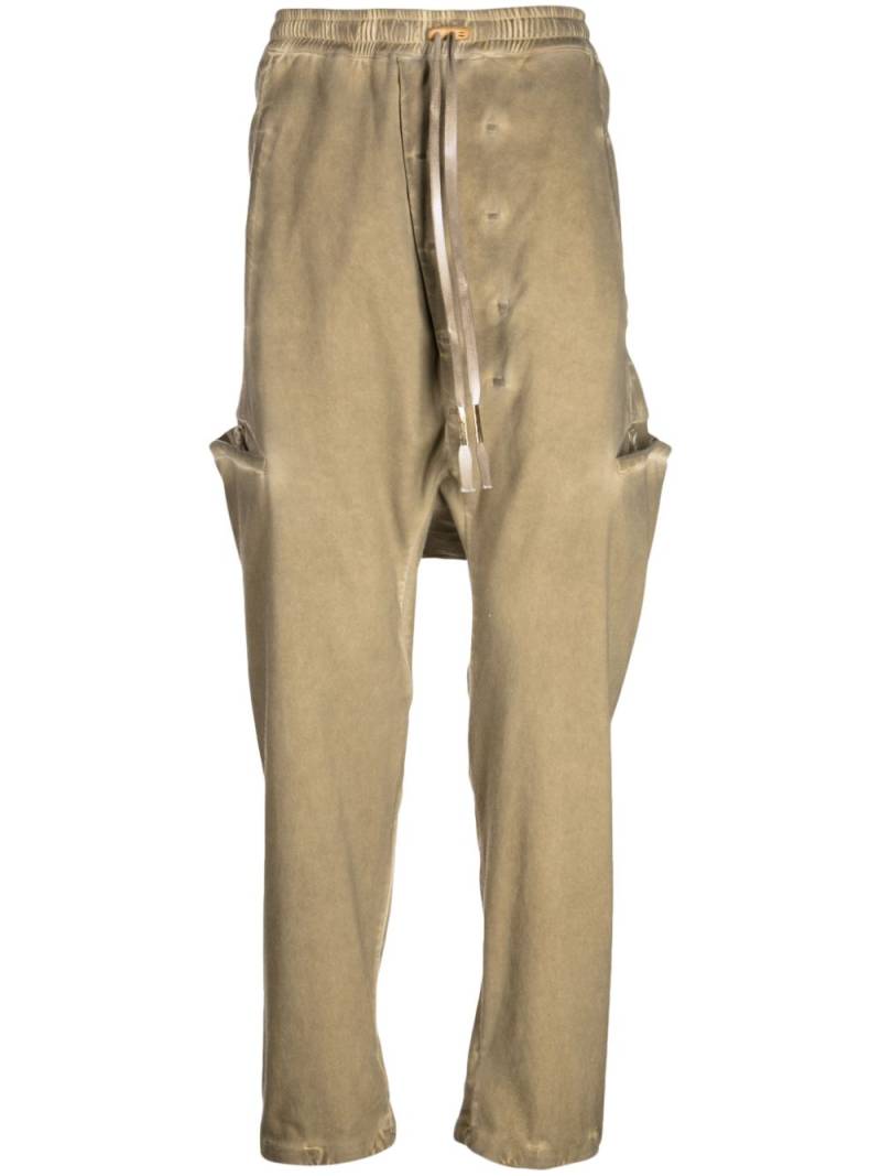 Boris Bidjan Saberi drawstring-waist cotton-blend drop-crotch trousers - Neutrals von Boris Bidjan Saberi