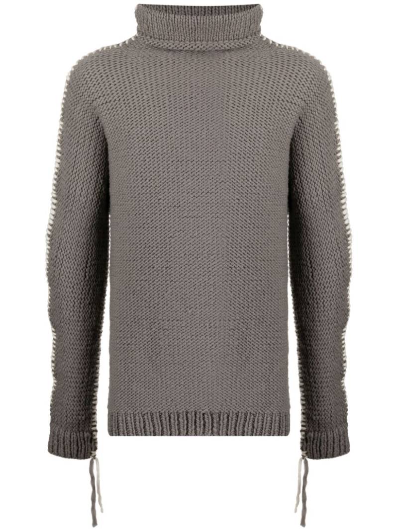 Boris Bidjan Saberi whipstitch-detail merino jumper - Grey von Boris Bidjan Saberi