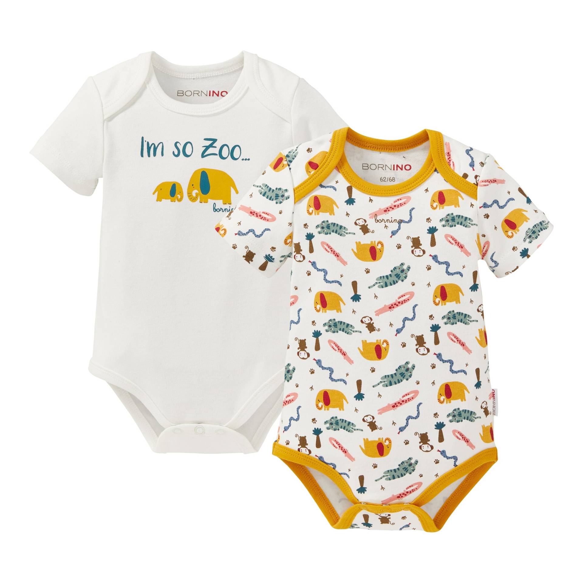 2er-Pack Bodys kurzarm Zoo von Bornino