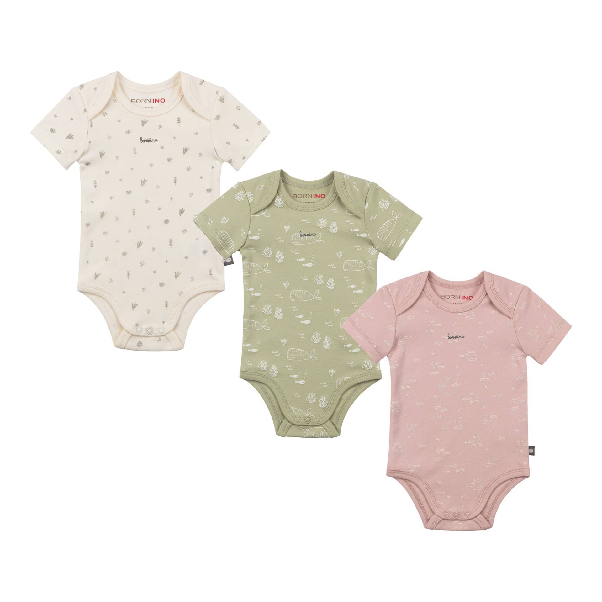 3er-Pack Bodys kurzarm Ocean von Bornino