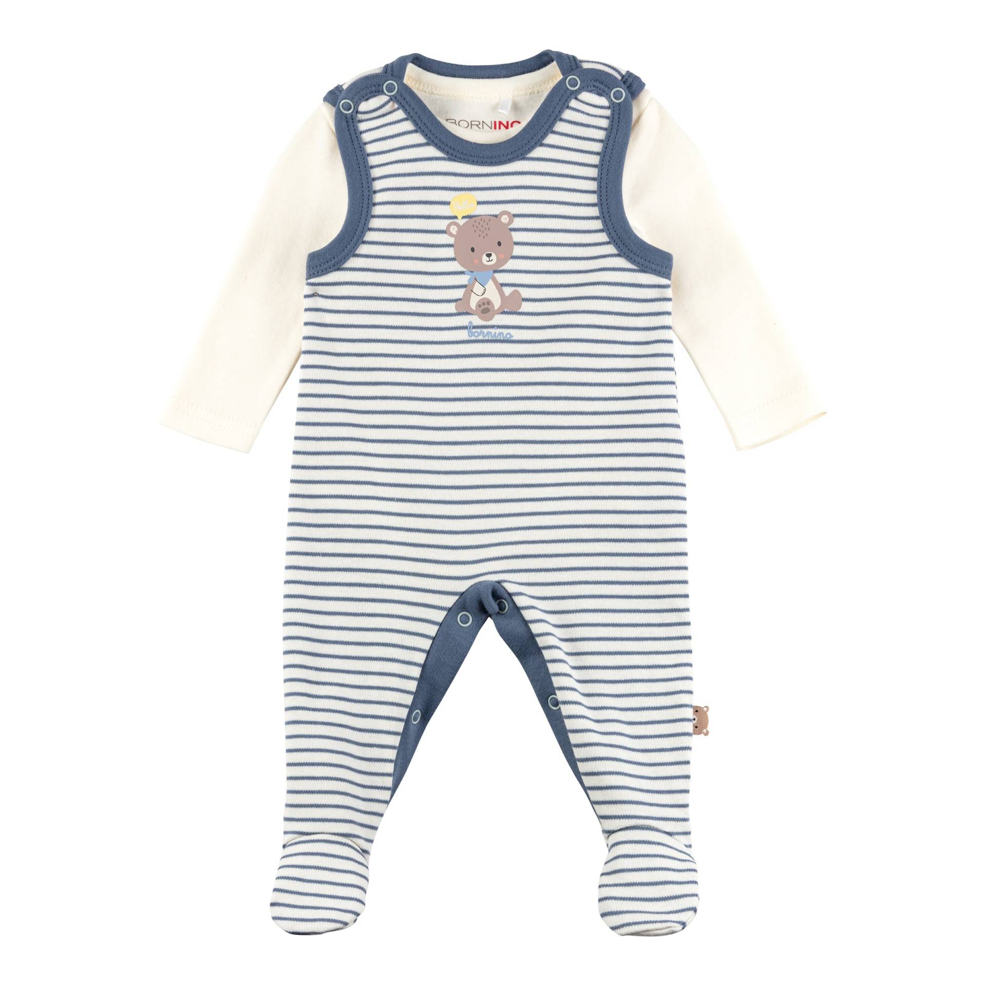 Strampler-Set mit Body langarm Ringel Bär Strampler-Set mit Body langarm Ringel Bär von Bornino