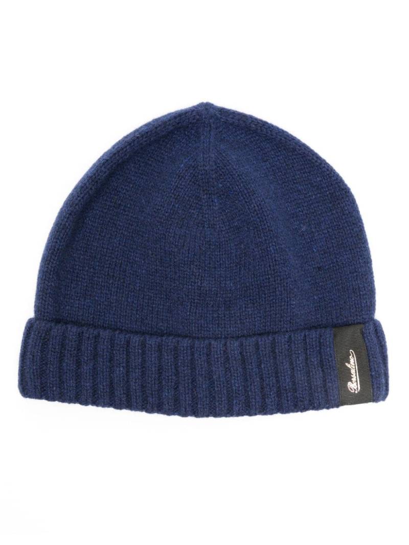 Borsalino logo-patch cashmere beanie - Blue von Borsalino