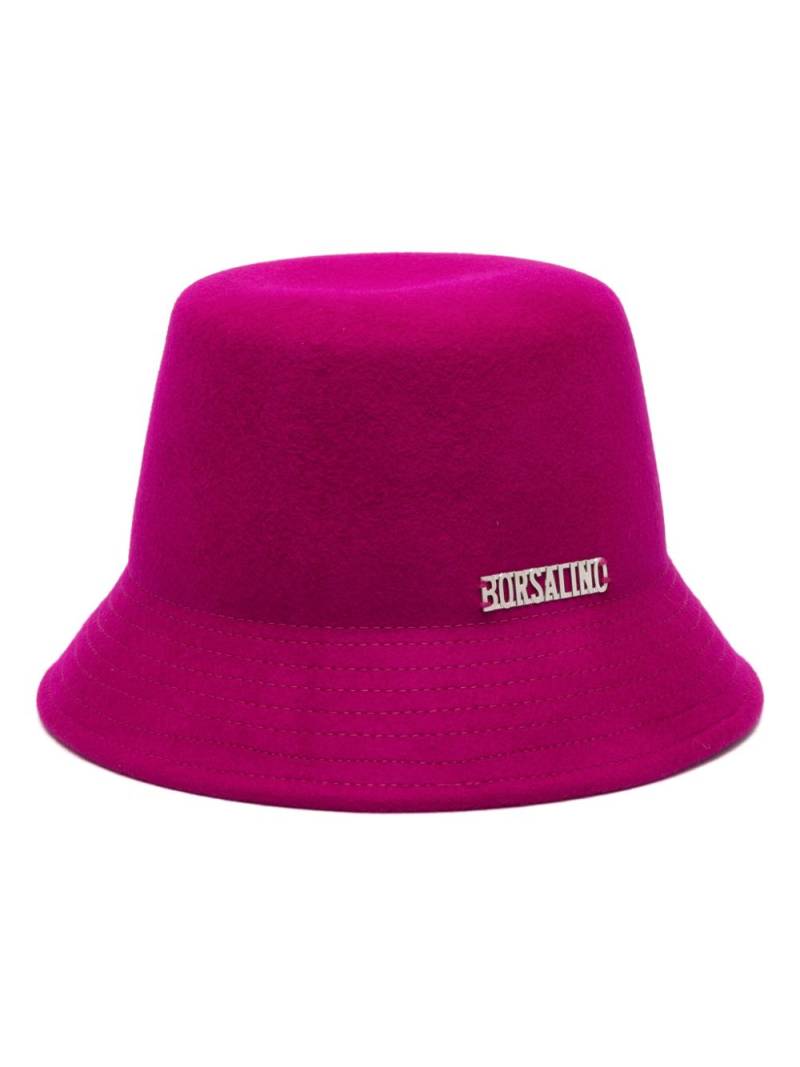 Borsalino logo-plaque felted bucket hat - Pink von Borsalino