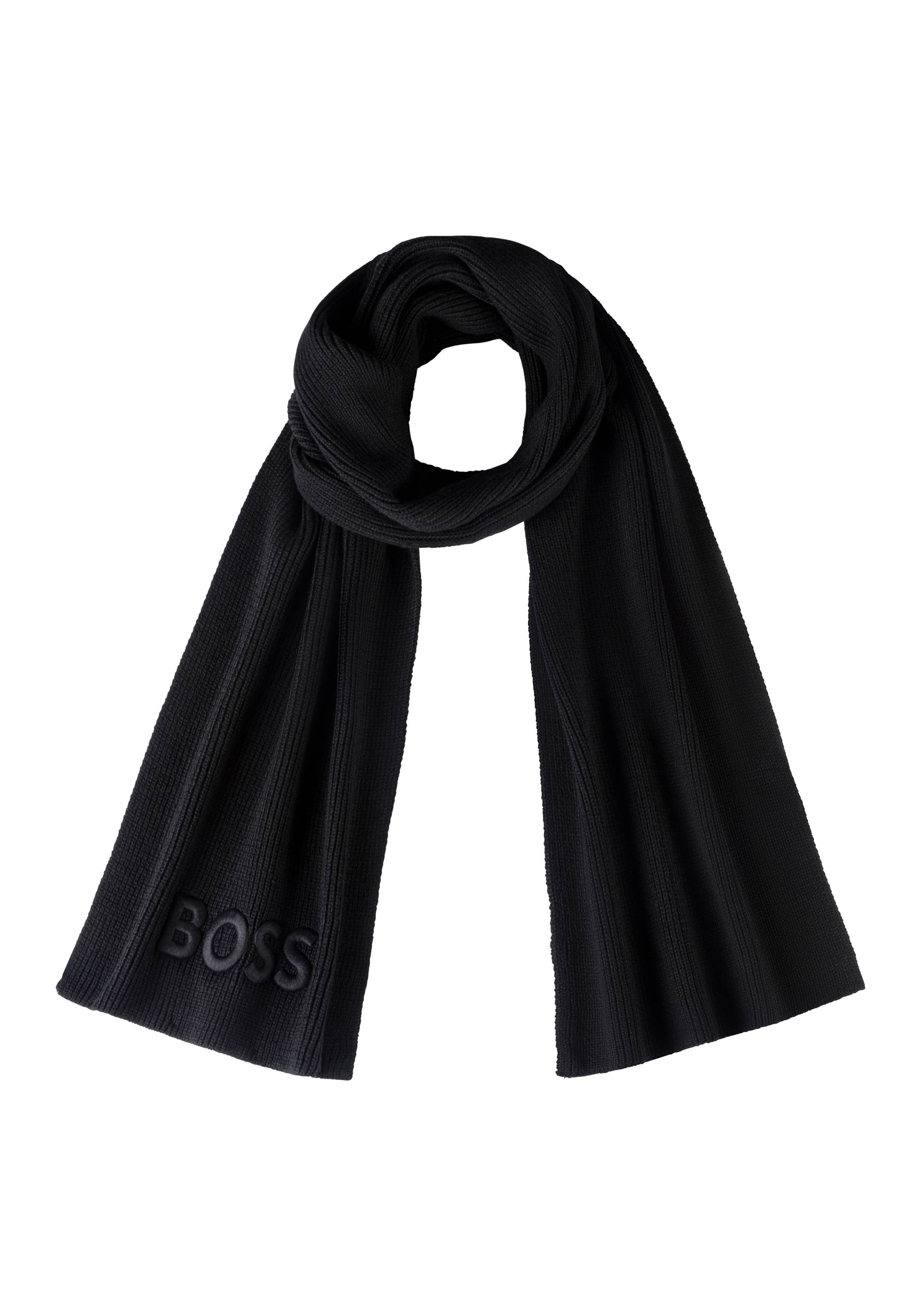 BOSS ORANGE Strickschal »Afox_R_Scarf«, aus Rippenstrick, 3D Logostickerei