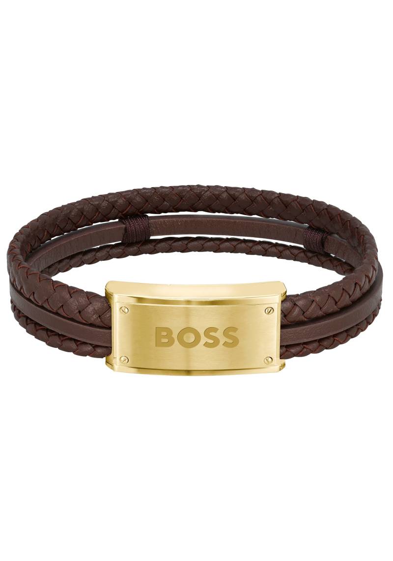 BOSS Armband »Schmuck Edelstahl Armschmuck Lederarmband GALEN« von Boss