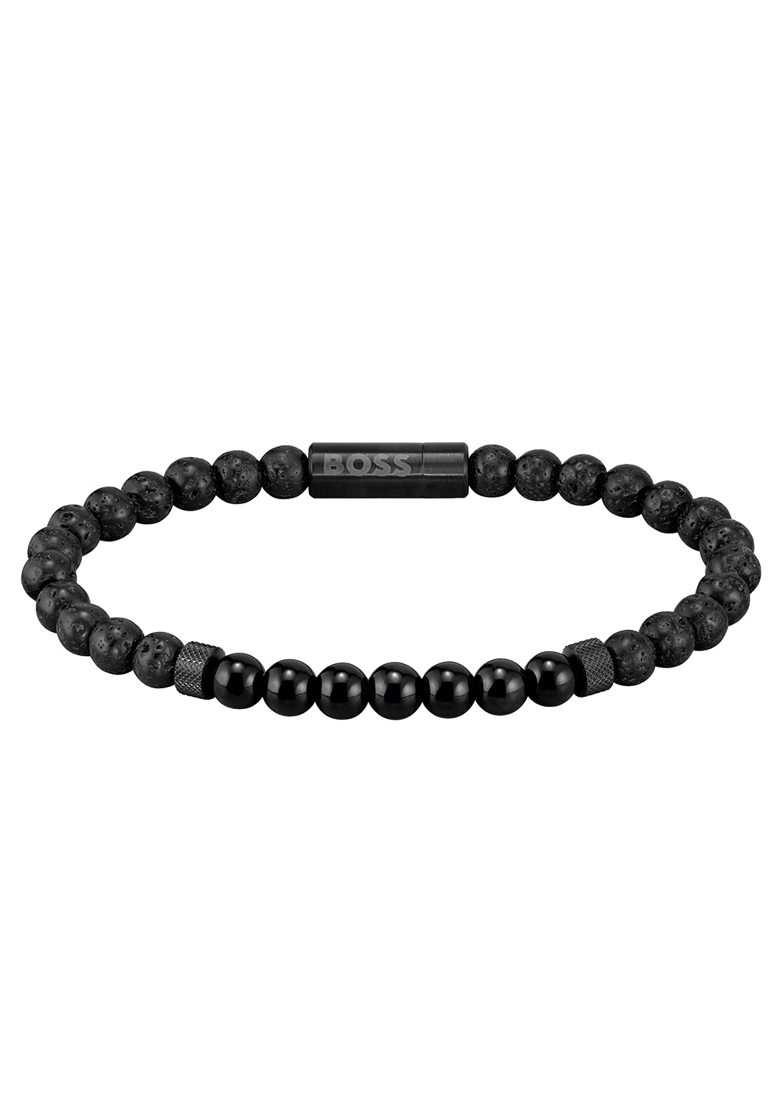 BOSS Armband »Schmuck Edelstahl Armschmuck Beadarmband MIXED BEADS«, mit Onyx und Lavastein von Boss